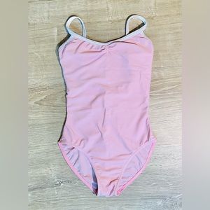 Pink and White Trim Cross Back Leotard